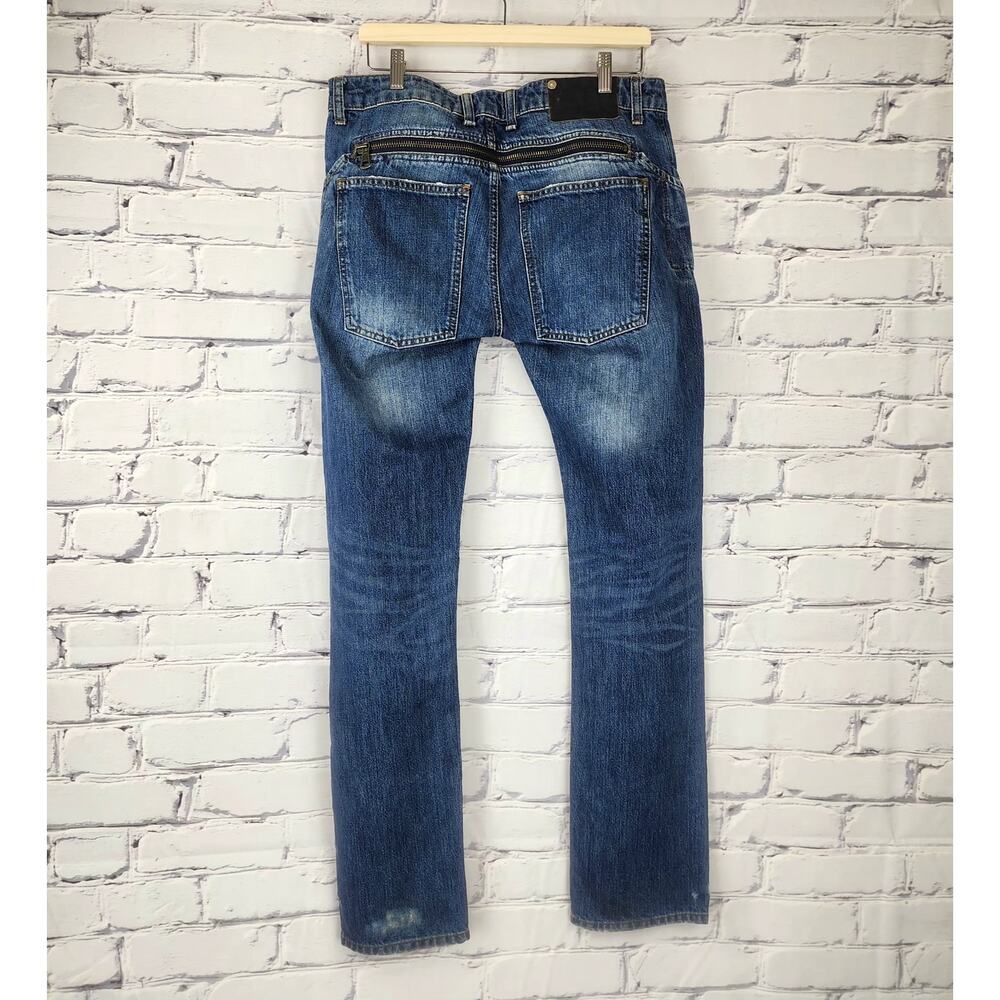 Zara Man Jeans 32x33 With 7 pockets & lg zipper detail distressed streetwear